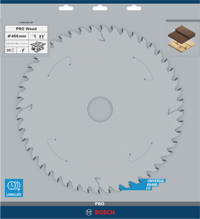 Hoja de sierra circular Bosch PRO Wood 406 mm.
